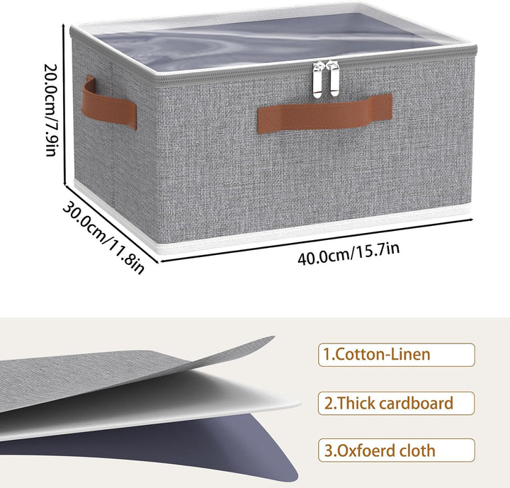 OUTBROS Aufbewahrungsbox mit Deckel, Faltbare Kleiderschrank Organizer, Kisten Aufbewahrung, Unterbe