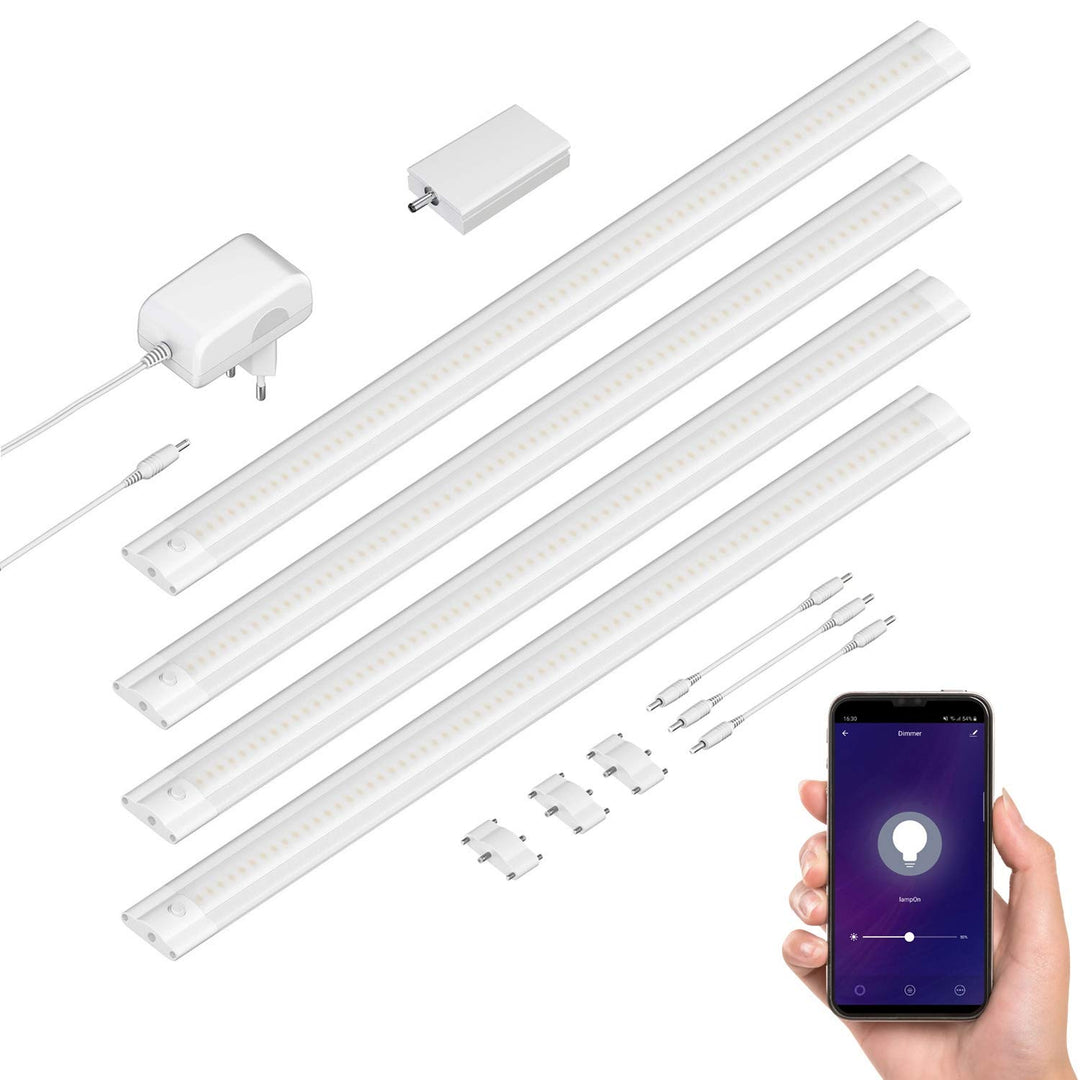 ledscom.de Smarte LED Unterbau-Leuchte SIRIS weiss matt mit WLAN-Controller, flach, Smart-Home, Alex