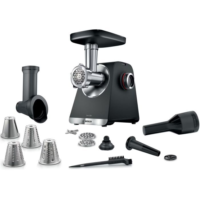 BOSCH Serie 6 MFWS640B Fleischwolf, 500 W, 3,5 kg/mn, 3 Zerkleinerer, Schwarz