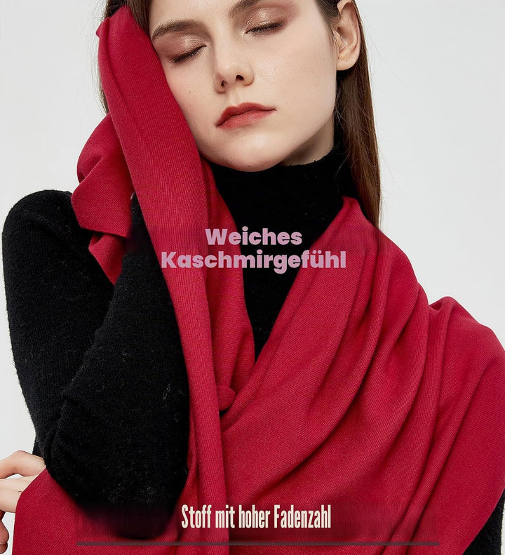 Pashmina Schals und Wraps Schals für Damen Hochzeit Party Winter Warme Lange Solid Color Maroon, Mar