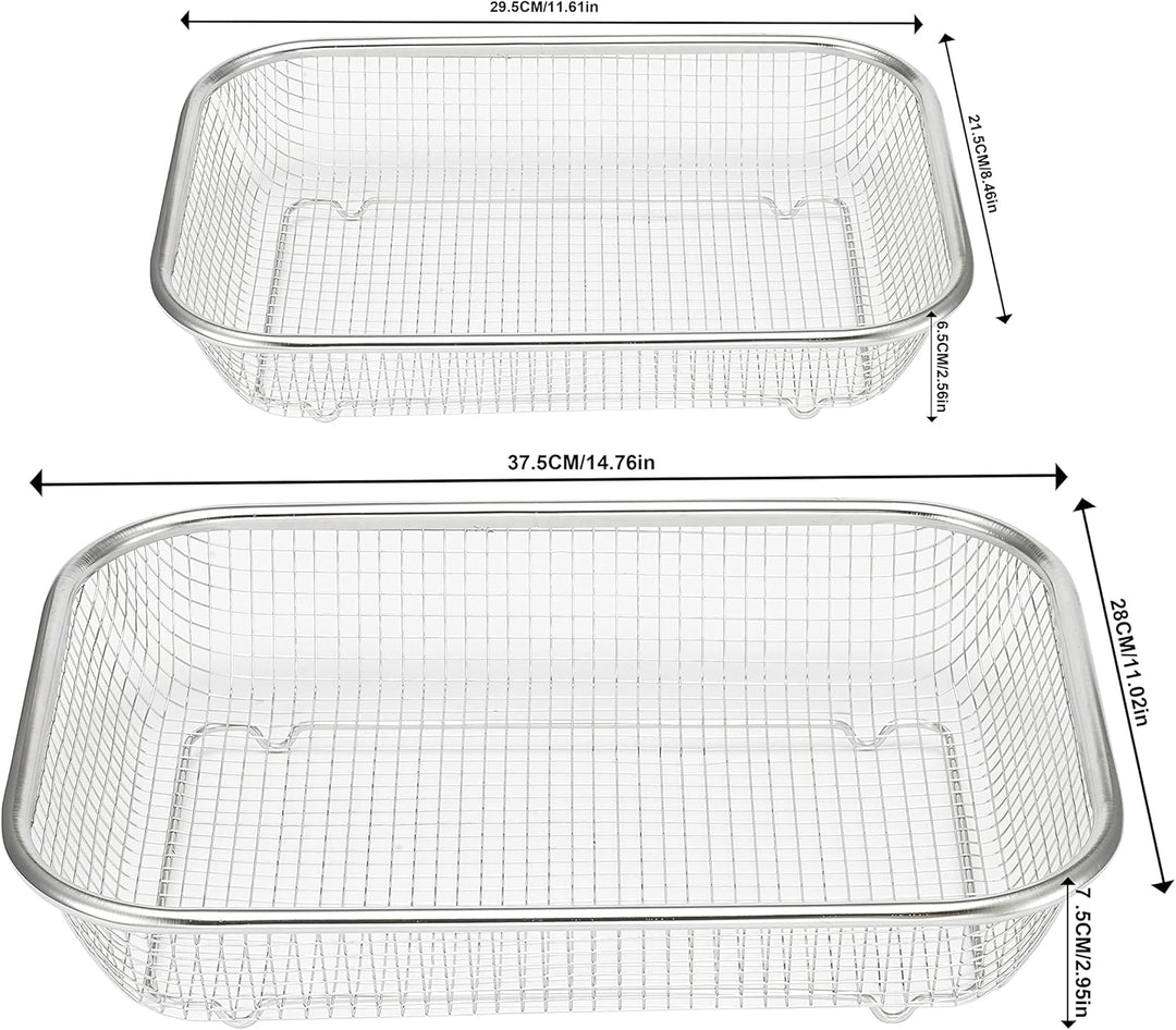 Supremery 2er Set Backofen Edelstahl Grillkorb Grillgitter Grillblech Backkorb für fettarmes Heisslu