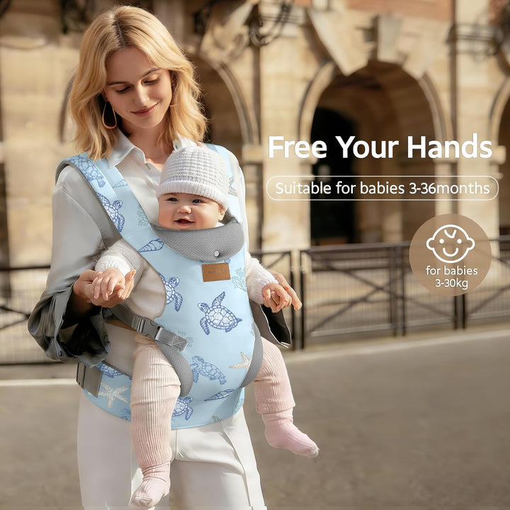 Babytrage Neugeborene ab Geburt,Ergonomische Gemütlich und Leichtgewichtig Baby Tragetuch mit Nacken