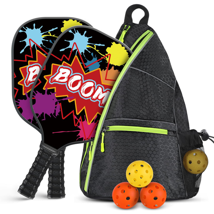 Achiou Pickleball Paddel Set - Hochleistungs-Fiberglas-Oberfläche, leichte Schläger mit Tasche, für