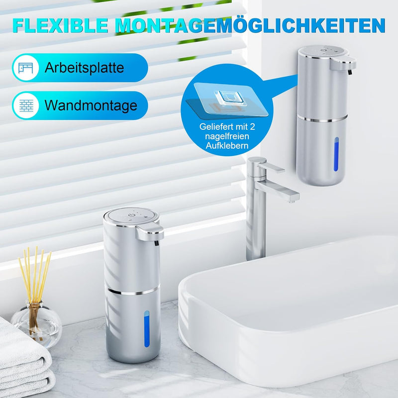 Seifenspender Automatisch,380ml Elektrischer Wandmontage Berührungsloser Automatische Seifenspender,