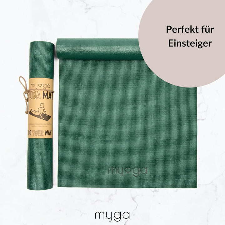 Myga Einsteiger-Yogamatte | Rutschfest & Leicht zu tragen – 4 mm Dicke | Ideal für Yoga, Pilates, Me