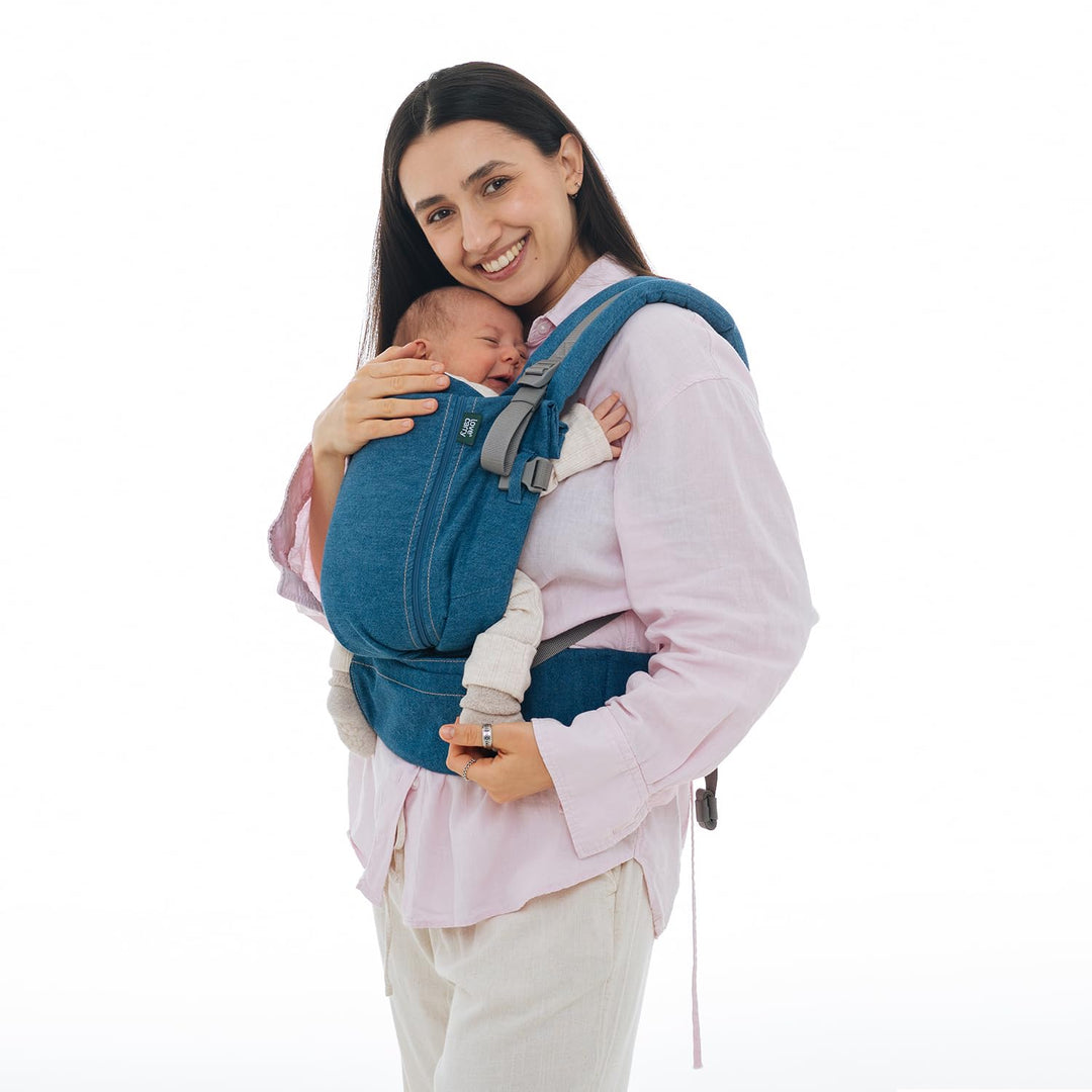 Love & Carry ONE Babytrage für Neugeborene (Denim), Denim
