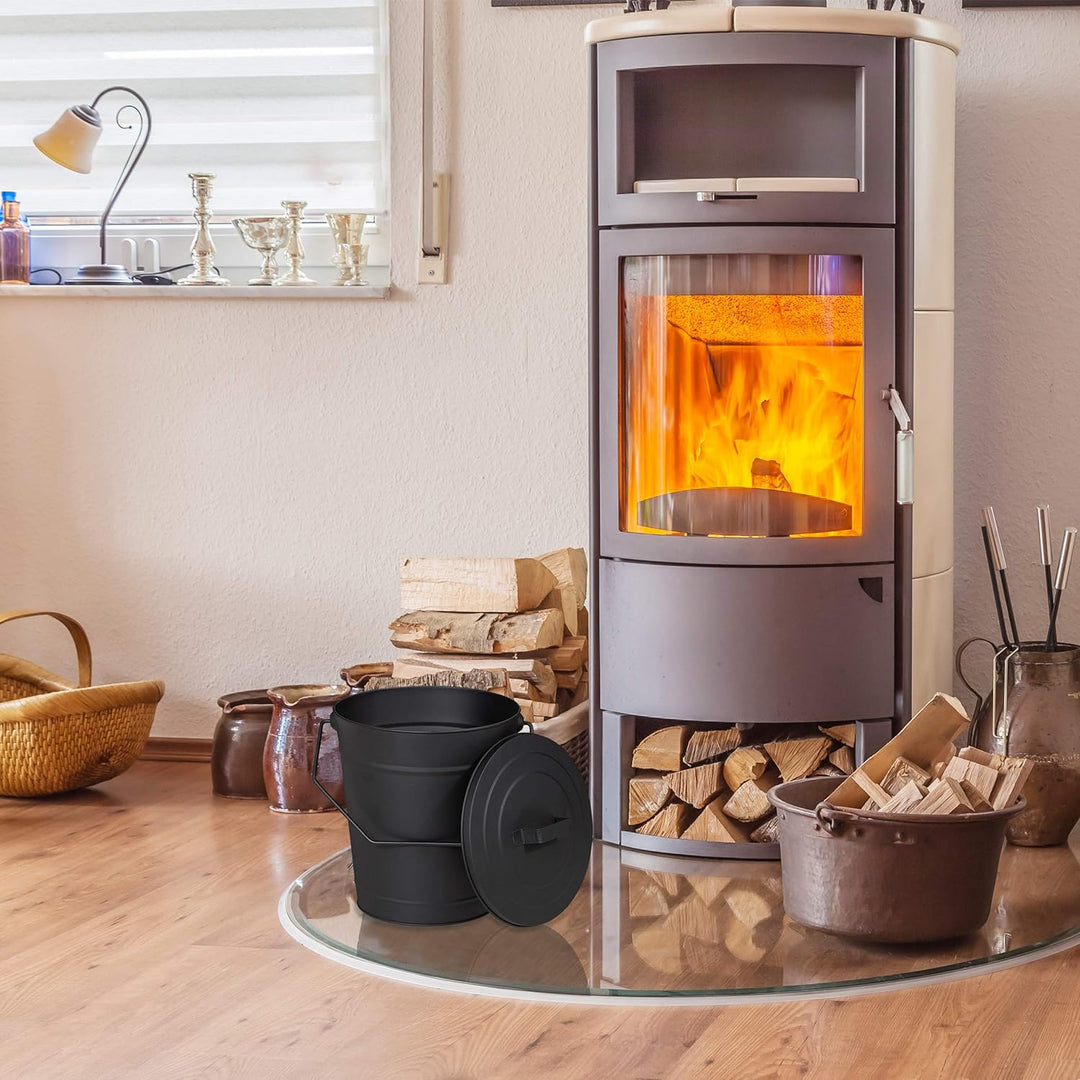 Relaxdays Ascheeimer mit Deckel, Abkühlen und Transportieren heisser Glut, Kamine, Öfen, Grills, 12