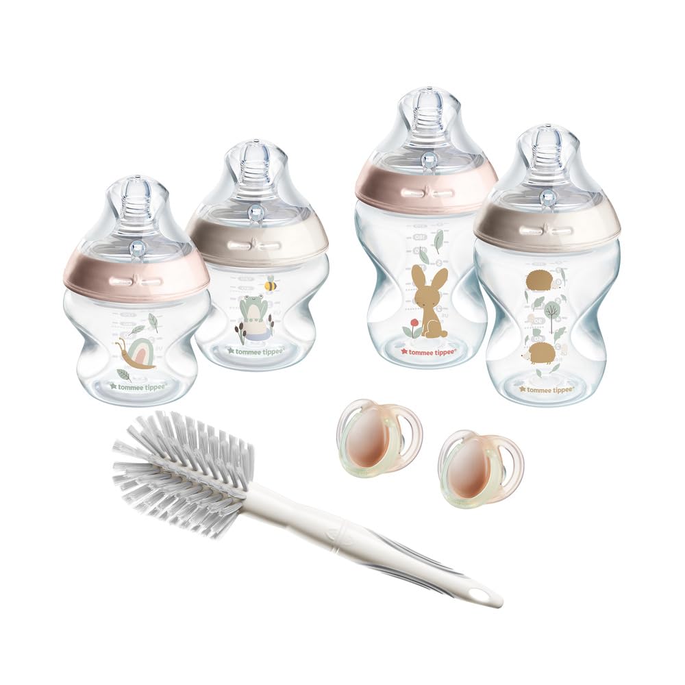 Tommee Tippee Closer to Nature Babyflaschen Starterset, Natürlich geformter Trinksauger mit Anti-Kol