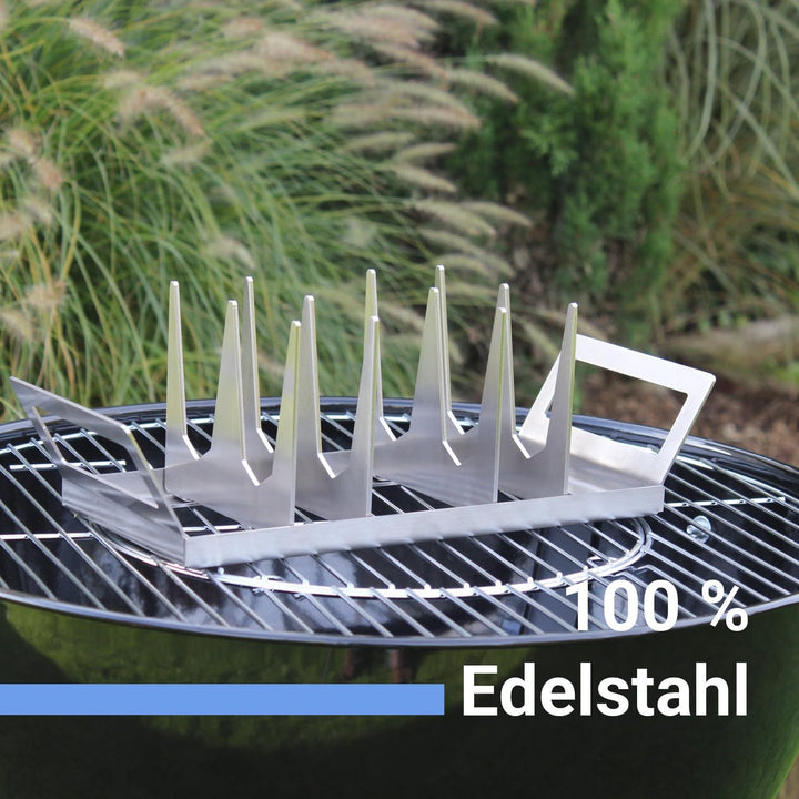SCHILLING Fischgrilltechnik Fischhalter Edelstahl, für Grill, 30x14 cm, Backofen, Räucherkammer, Gar