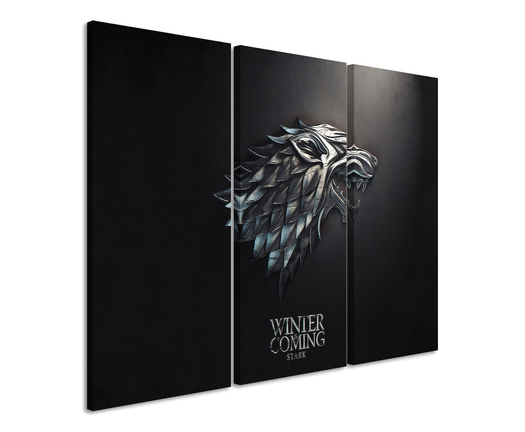 Leinwandbild 3 teilig Game_of_Thrones_Stark_3x90x40cm (Gesamt 120x90cm) _Ausführung schöner Kunstdru