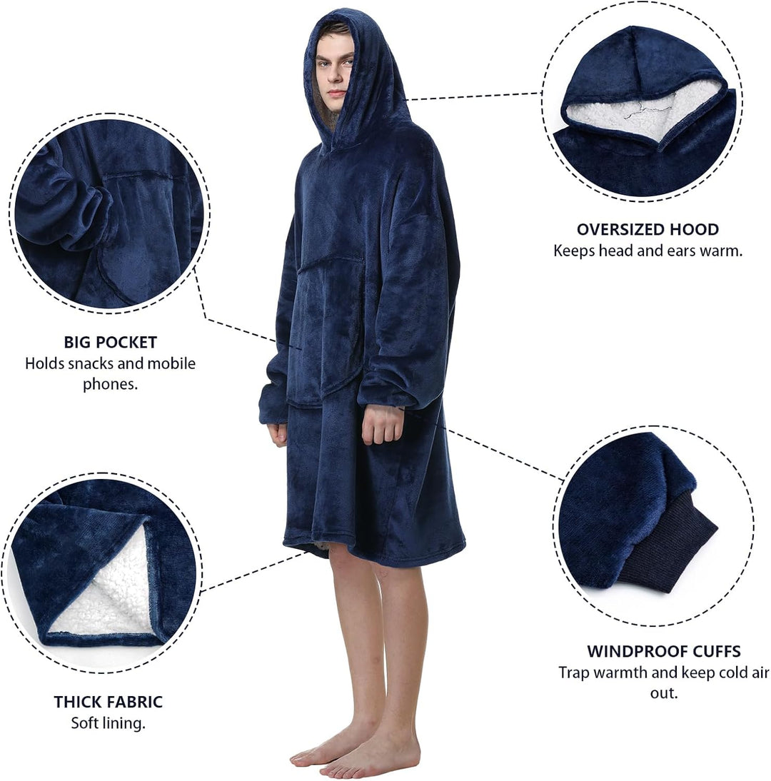 MOKANI Kuscheldecke mit Ärmeln und Kapuze Hoodie Decke, Decke mit Ärmeln, Übergrösse Kapuzenpullover