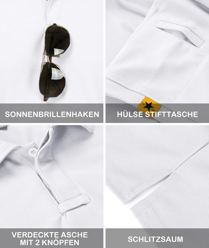 JACKETOWN Poloshirts Herren Kurzarm Atmungsaktives Schnelltrocknend Poloshirts Männer Sommer Knopfle