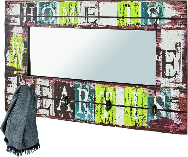 HAKU Möbel Wandgarderobe, MDF, Motiv-vintage, B 80 x T 10 x H 52 cm 80 x 10 x 52 cm, 80 x 10 x 52 cm