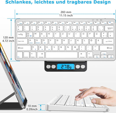 KARFUN Bluetooth-Tastatur,Kabellose Tastatur für iPad/iPad Air/iPad Pro/iPad Mini,iPhone,Tablet,Smar