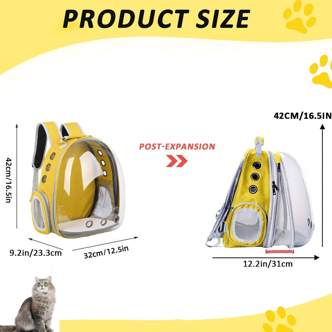 Erweiterbar Katzenrucksack Hunderucksack, Vorderrucksack für Katzen und Kleine Hunde, mit transparen