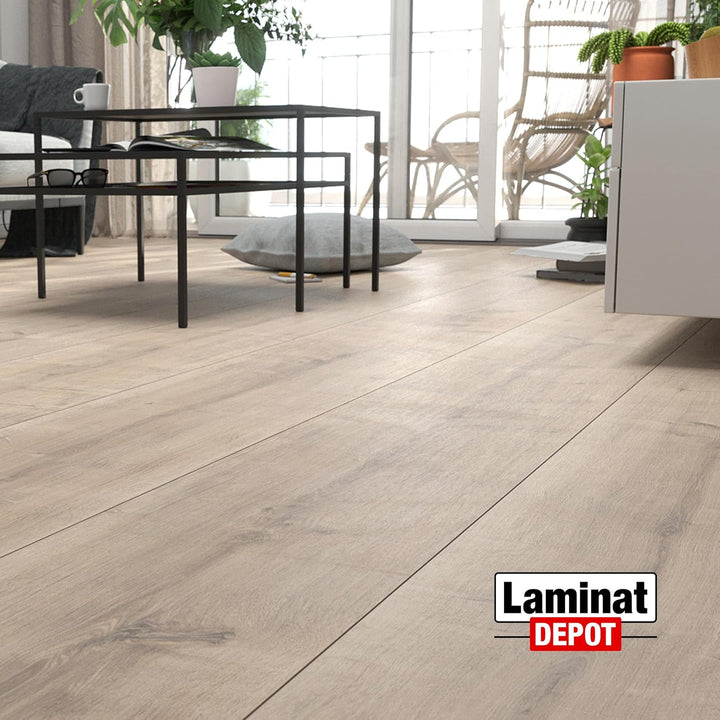 Premium Klick-Laminat-Boden, 2,54 m², inkl. kostenlose Trittschalldämmung &amp; Fussleisten, Stärke 8 mm