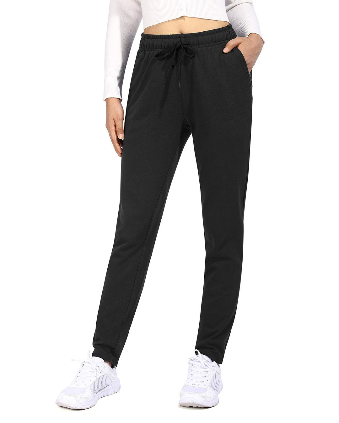 OUGES Jogginghose Damen Sporthose Lang Hose Baumwolle Freizeithose Trainingshose mit Taschen für Fra