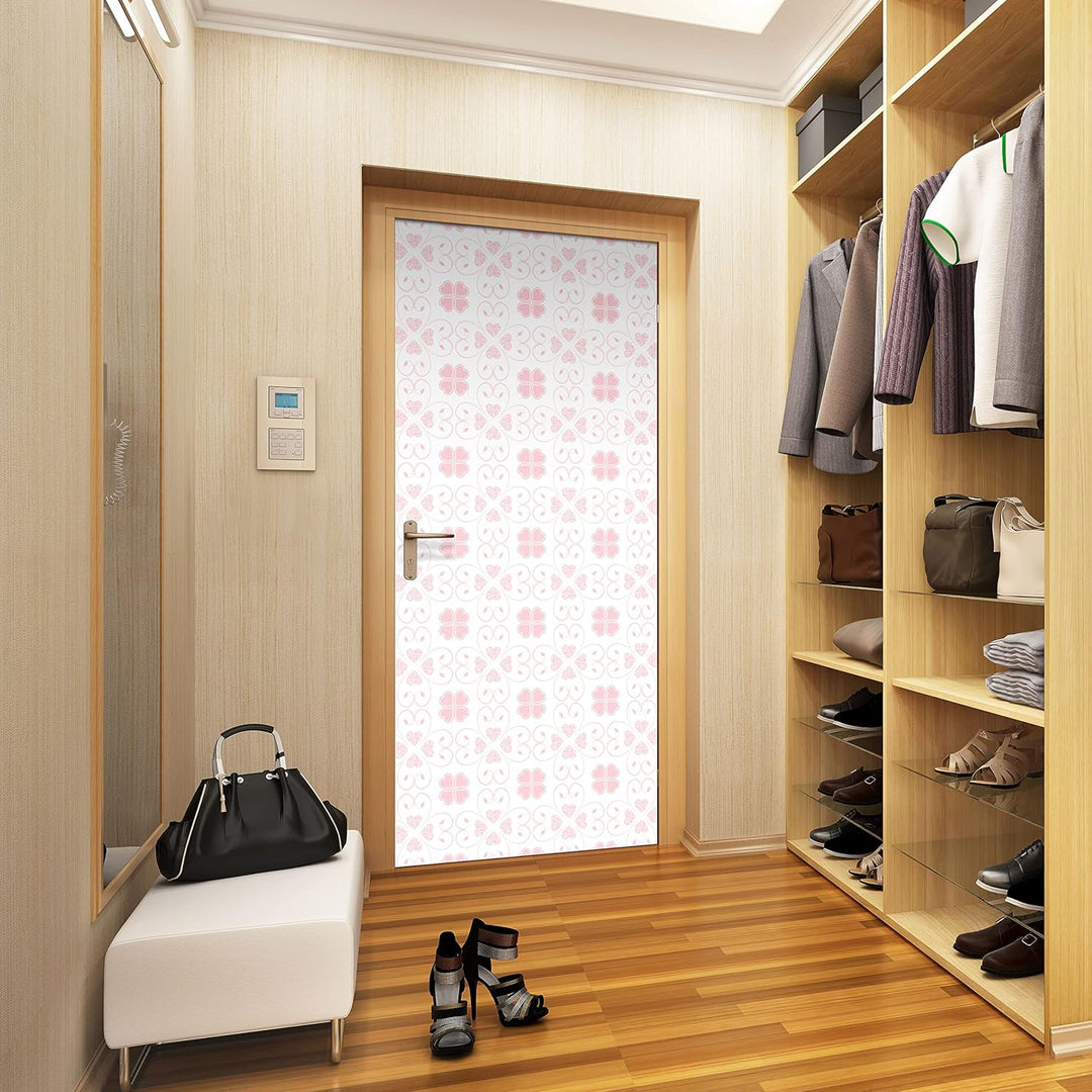 wandmotiv24 Türtapete Rosa Herzmuster 90 x 200cm (B x H) - Dekorfolie selbstklebend Sticker für Türe