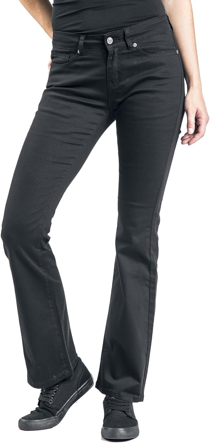 Black Premium by EMP Damen Schwarze Jeans mit Schlag W33L34