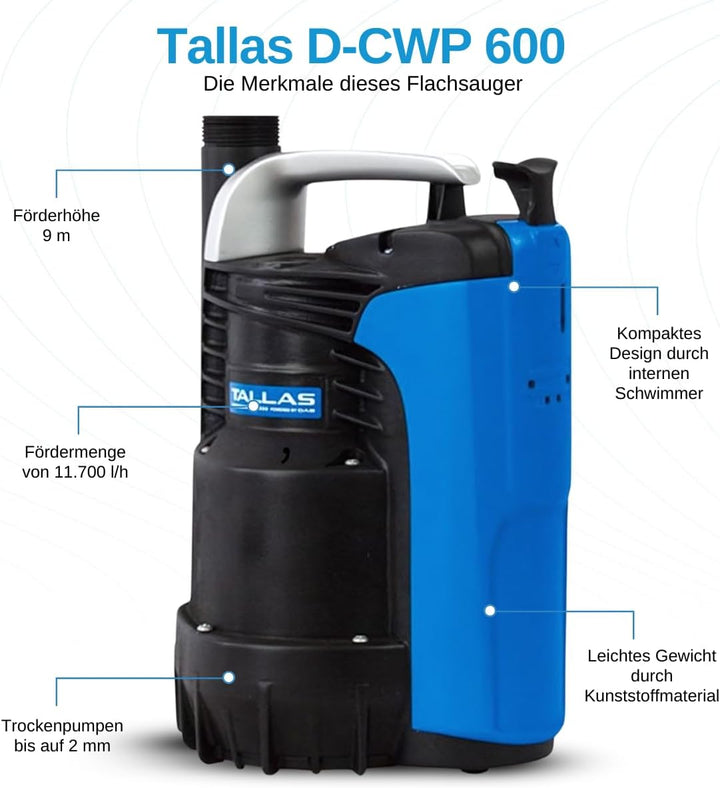 Tallas D-CWP 600 Flachsauger-Tauchpumpe