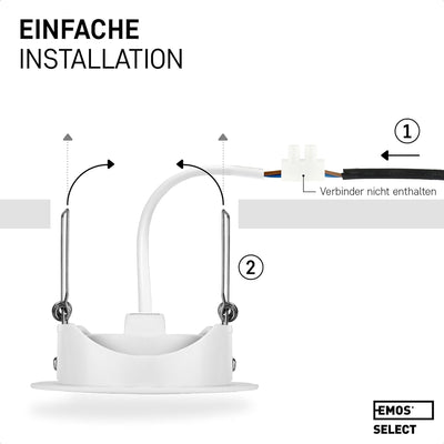 Emos LED Einbaustrahler 230V 5W, 370lm | Einbaustrahler wasserdicht IP44 für Aussen und Innen | LED