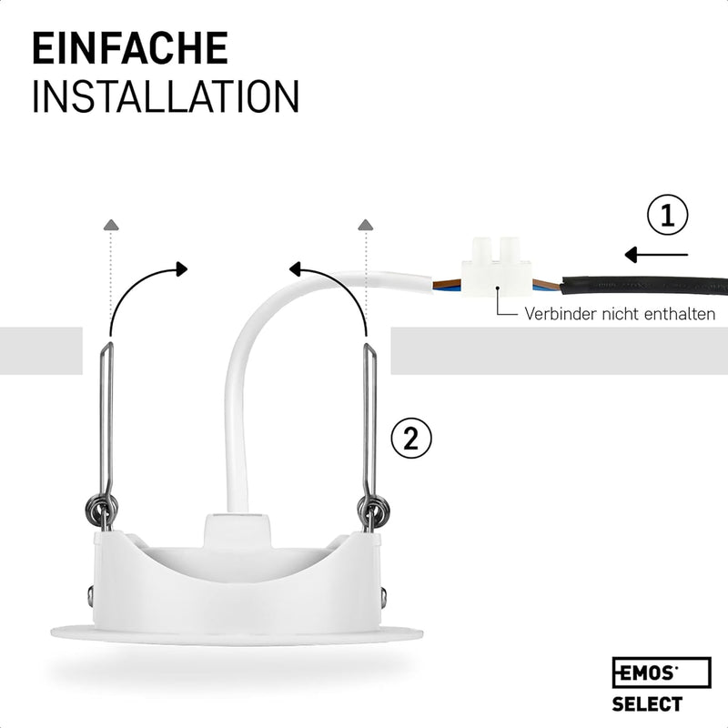 Emos LED Einbaustrahler 230V 5W, 370lm | Einbaustrahler wasserdicht IP44 für Aussen und Innen | LED