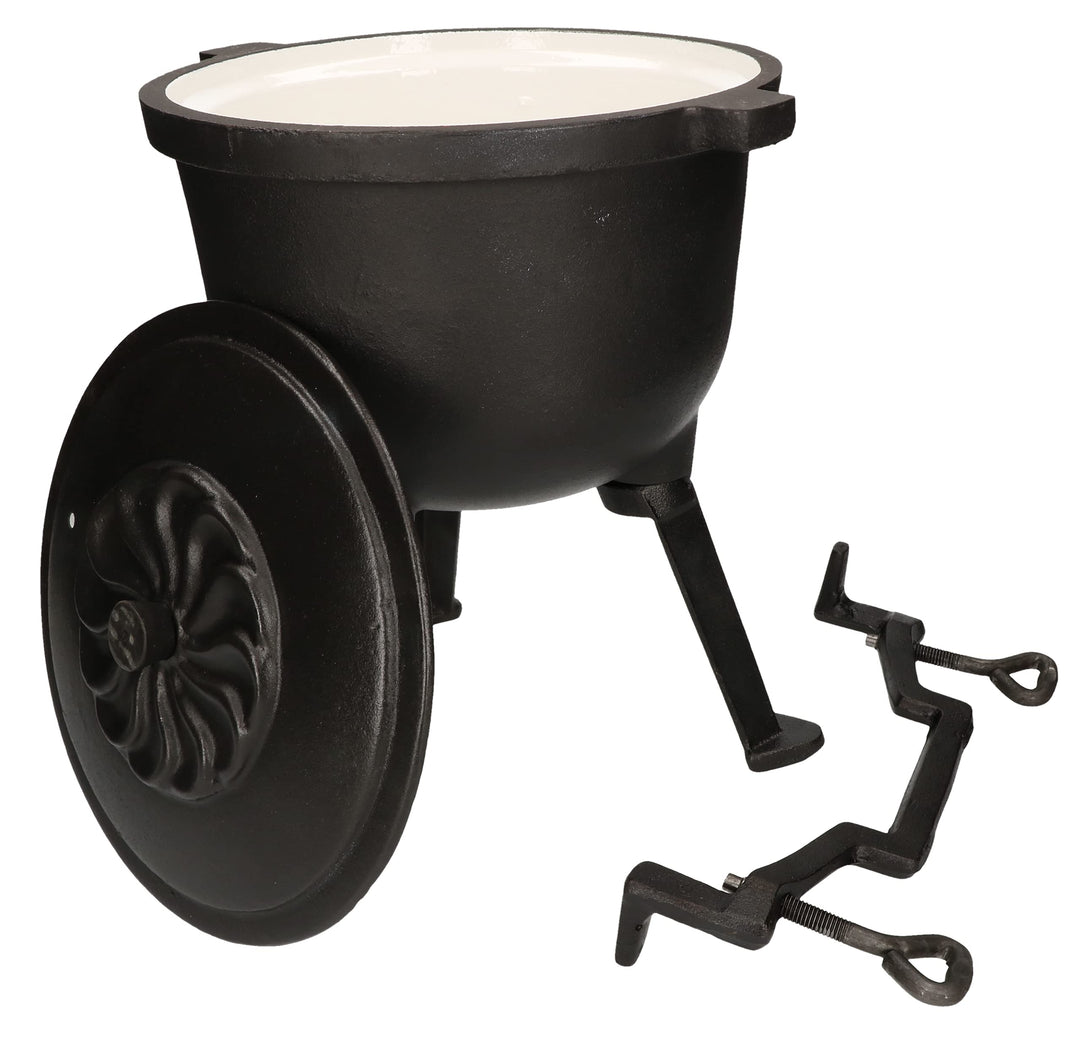 KOTARBAU® Gusseisenkessel 4 L emailliert Massiver Kessel für Feuerstellen mit Dichtem Deckel 4L, 4L
