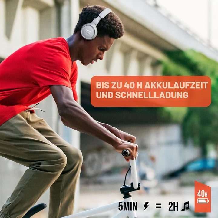 JBL Tune 510BT Kabellose On-Ear-Kopfhörer mit Purebass Sound, Weiss