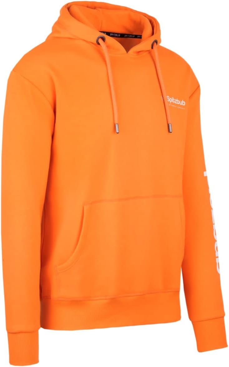 Spitzbub Herren Hoodie Pullover mit Kapuze Kapuzenpullover Sportshoodie mit Ärmelprint S Orange, S O