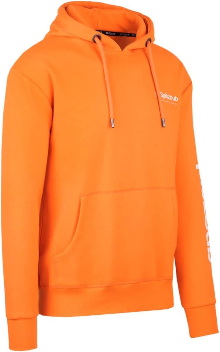 Spitzbub Herren Hoodie Pullover mit Kapuze Kapuzenpullover Sportshoodie mit Ärmelprint S Orange, S O
