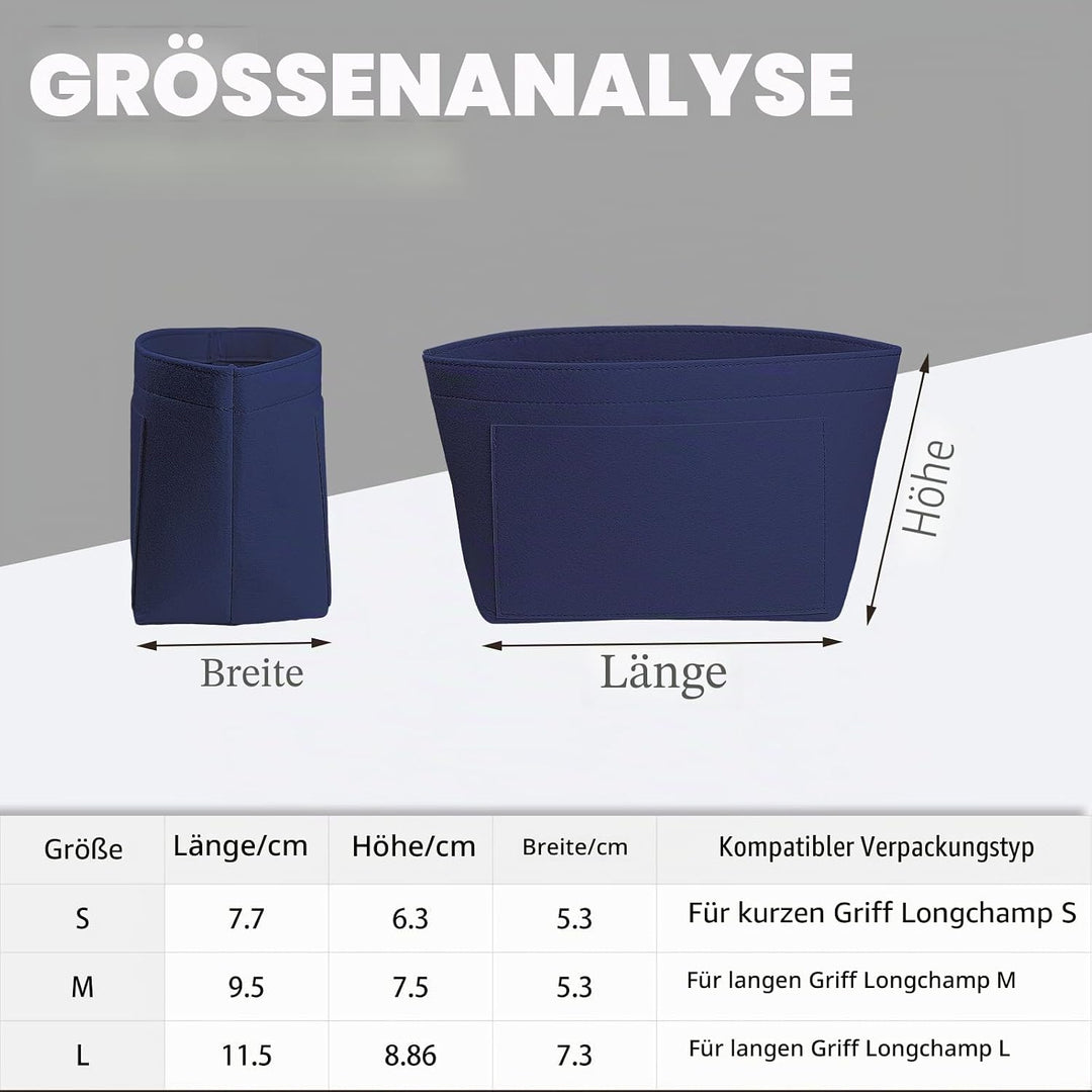 Lckaey Filz-Organizer-für Geldbörsen-Organizer-Einsatz für Longchamp le pliage Y012-navyblue-M M/9.4
