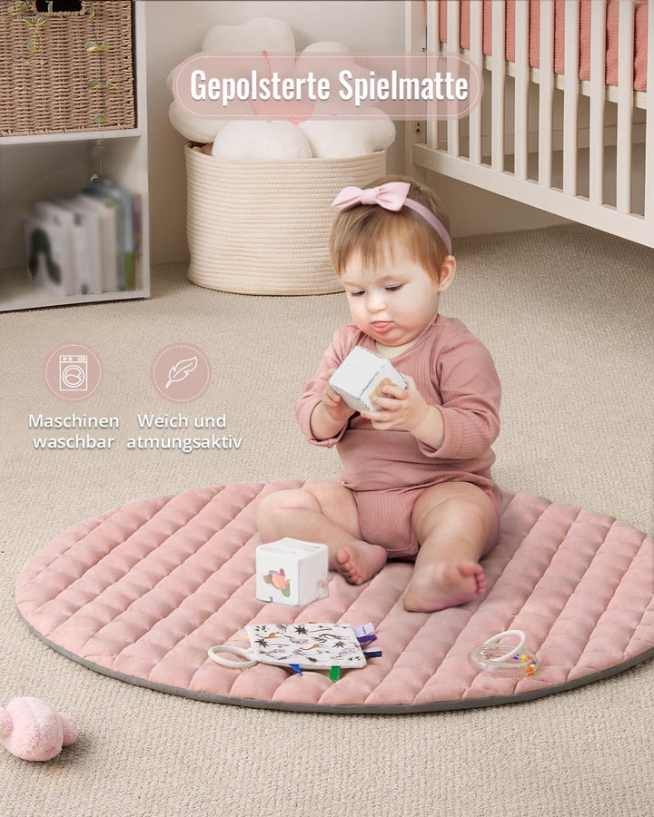 Blissful Diary Spielbogen Baby, Spieldecke Baby Gym Activity Decke mit 6 Abnehmbare Spielzeuge, krab