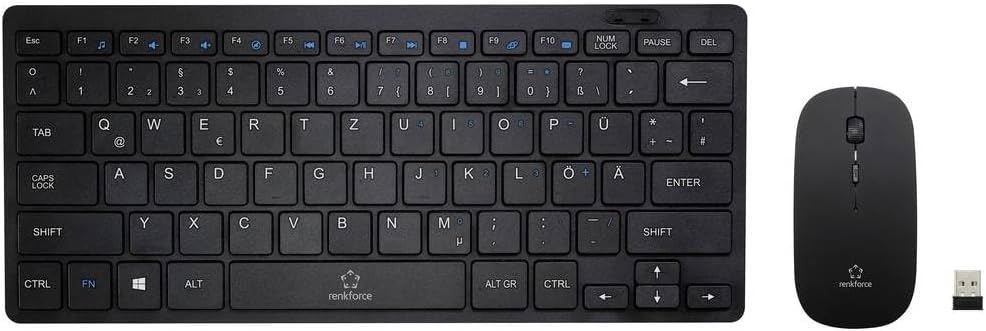 Renkforce RF-KMC-410 Kabellos Tastatur, Maus-Set Deutsch, QWERTZ Schwarz