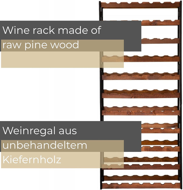 Weinregal Holz 77 Flaschen Schwarz/Braun 72,5x166x25 cm Wine Rack Regal Flaschenregal Weinflaschenre