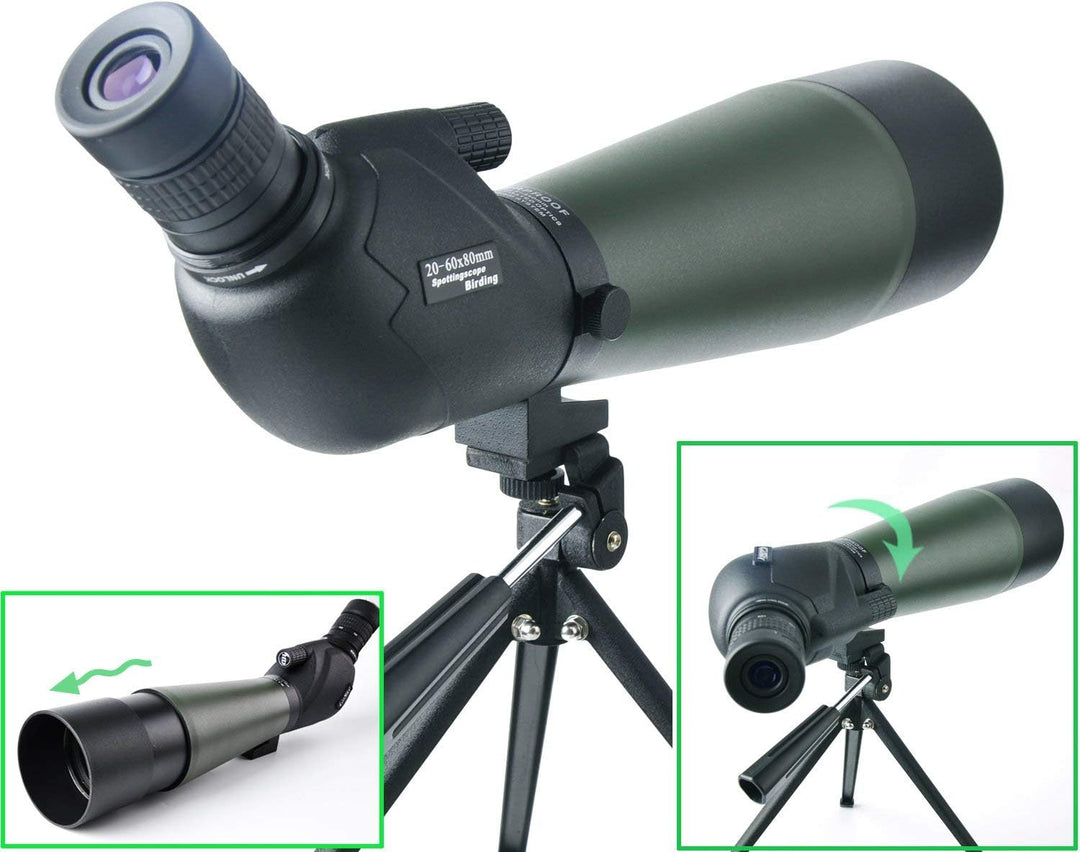 Gosky 20-60 x 80 Porroprisma Spektiv - Wasserdichtes Spektiv für Vogelbeobachtung, Zielschiessen, Bo