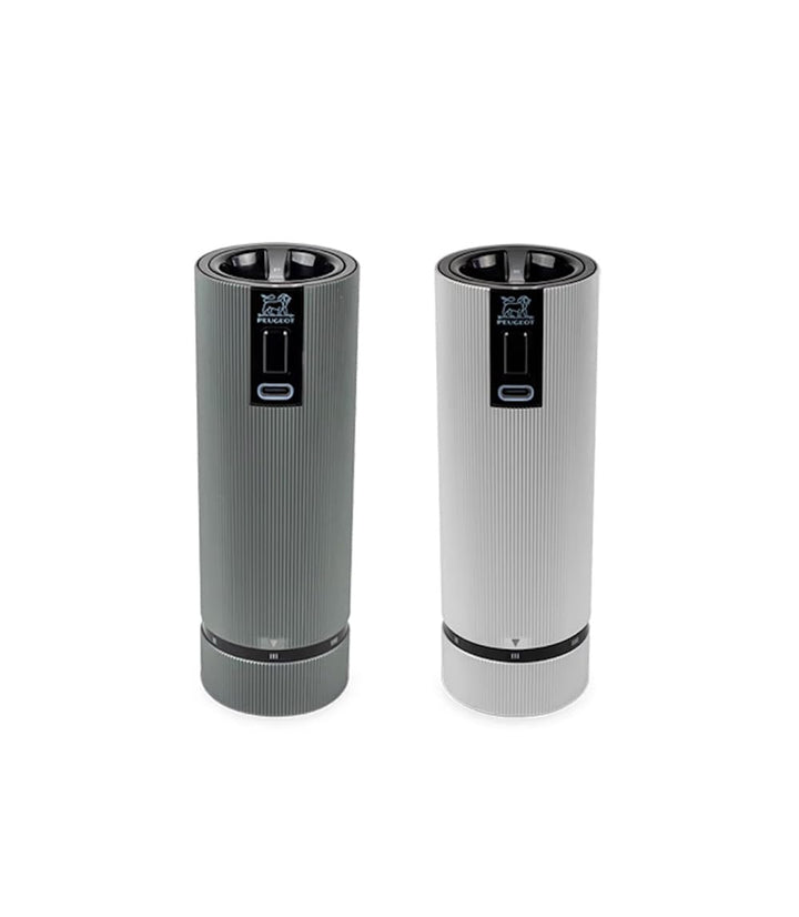 Duo, elektrisch, u´Select, 15 cm, Pfeffermühle, carbon u. Salzmühle, aluminium, wiederaufladbar Duo