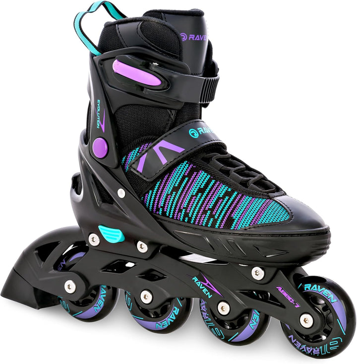 Inline Skates Inliner Raven Cande verstellbar optional als 2in1 Inlineskates/Schlittschuhe Black/Min