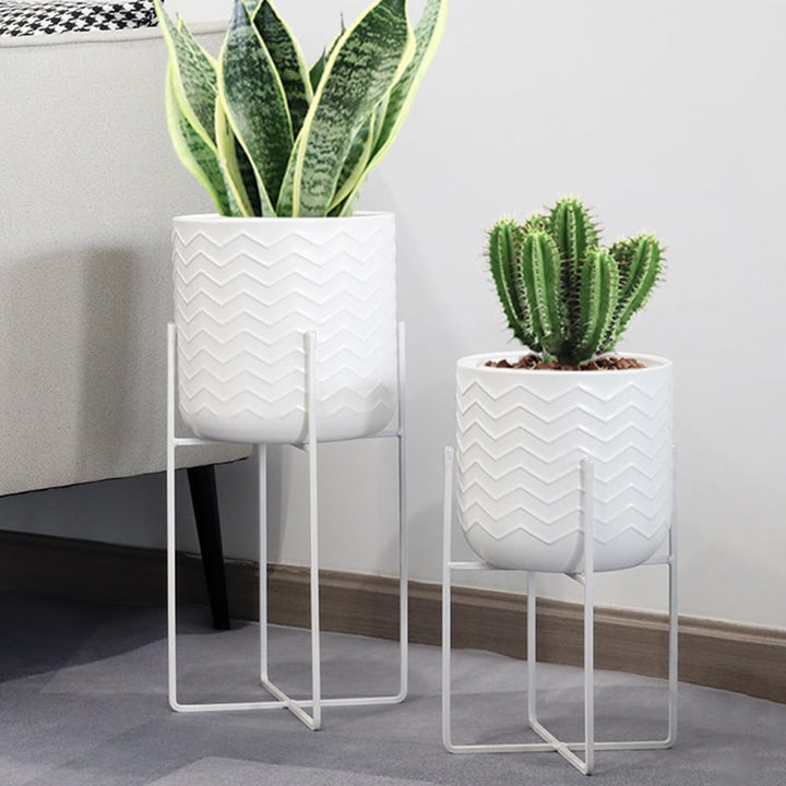 TRIROCKS Set aus 2 Metallpflanzenständern 31 cm &amp; 45 cm Blumenständer Moderne Pflanzenhalter Blumenh