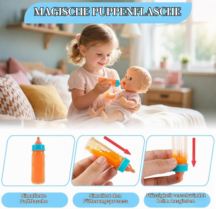 Magische Flasche Baby Puppe Milchfläschchen mit Schnuller, Magische Puppenflasche mit Verschwindende