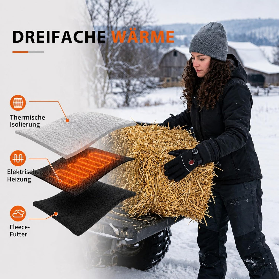 MRAWARM Beheizbare Handschuhe für Damen und Herren mit 6000mAh Akku Schwarz XL, Schwarz XL