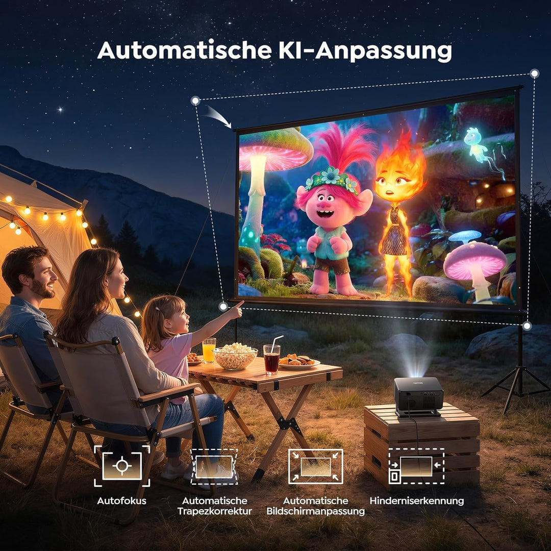[Google TV & Offizielle Apps] Beamer 4K Unterstützt, Smart Beamer Heimkino 1080P FHD, Autofokus & Tr