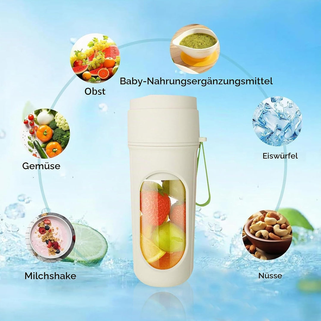 Smoothie Maker to Go, 450ml Tragbarer Mixer, Portable Blender mit 12-Klingen Edelstahl, Mini Mixer f