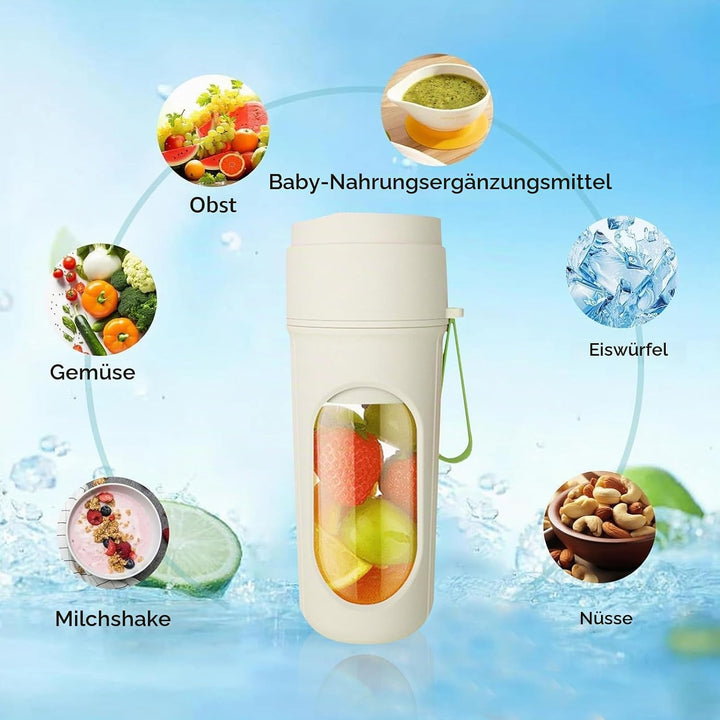 Smoothie Maker to Go, 450ml Tragbarer Mixer, Portable Blender mit 12-Klingen Edelstahl, Mini Mixer f
