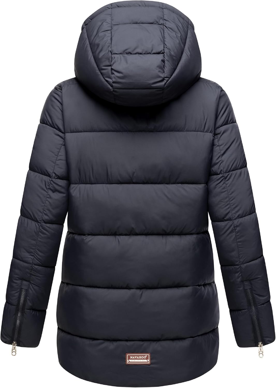 Navahoo Damen Kurze Winterjacke Steppjacke warm mit Abnehmbarer Kapuze aus recycelten Materialien Wa