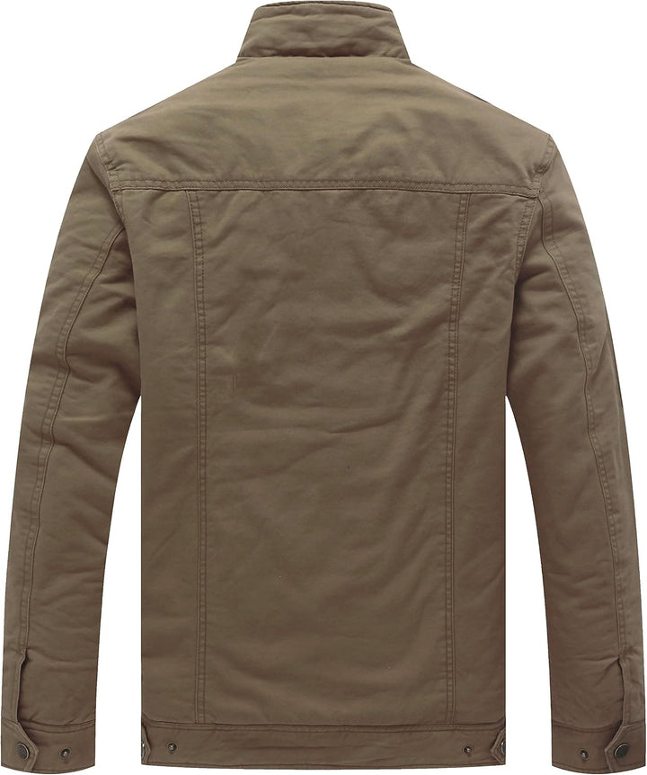 WenVen Übergangsjacke Herren Klassisch Gepolstert Winter Jacke S Kahki, S Kahki