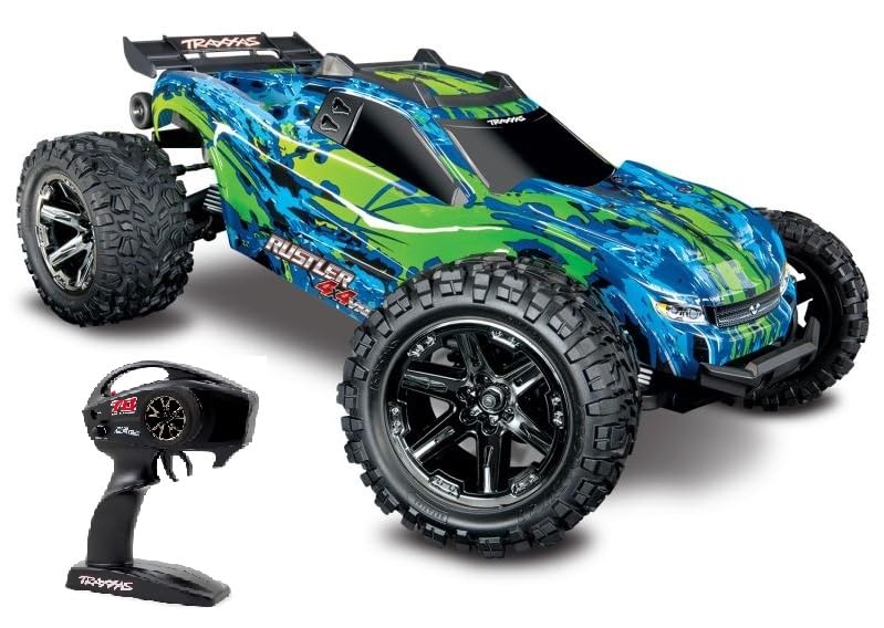 TRAXXAS Rustler grün/blau 4x4 VXL 1/10 Stadium-Truck RTR Brushless, mit TSM ohne Akku und Ladegerät