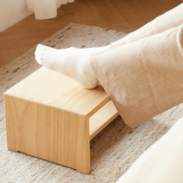 KIRIGEN Tritthocker Holz, Holzhocker, Holzschemel aus Massivholz | 2 Stufen · Stauraum · Handarbeit