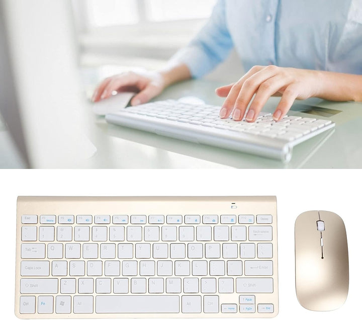 ciciglow Kabellose Tastatur-Maus-Kombination, Ultraslim 2,4-GHz-Tastatur und -Maus-Set mit 78 Tasten