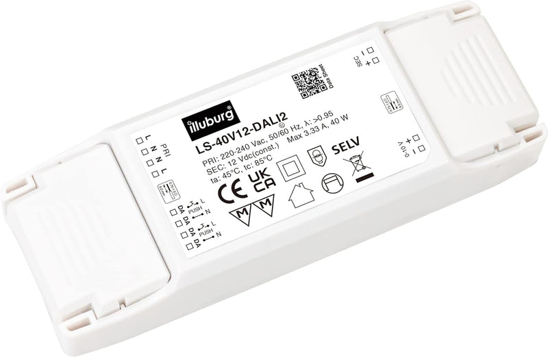 illuburg LED Treiber 12V 40W DALI Push Taster 0-10V Dimmbar Flackerfrei für LED Streifen Trafo Trans