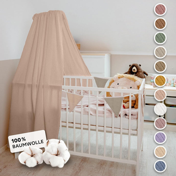 lilimaus Betthimmel Babybett in 12 Farben [inkl. Himmelstange] - Himmel Babybett aus 100% Baumwolle
